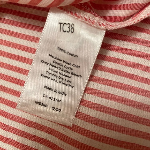 Talbots | Heathered Red & White Striped Hidden Placket Button Down Shirt MP - Picture 11 of 14